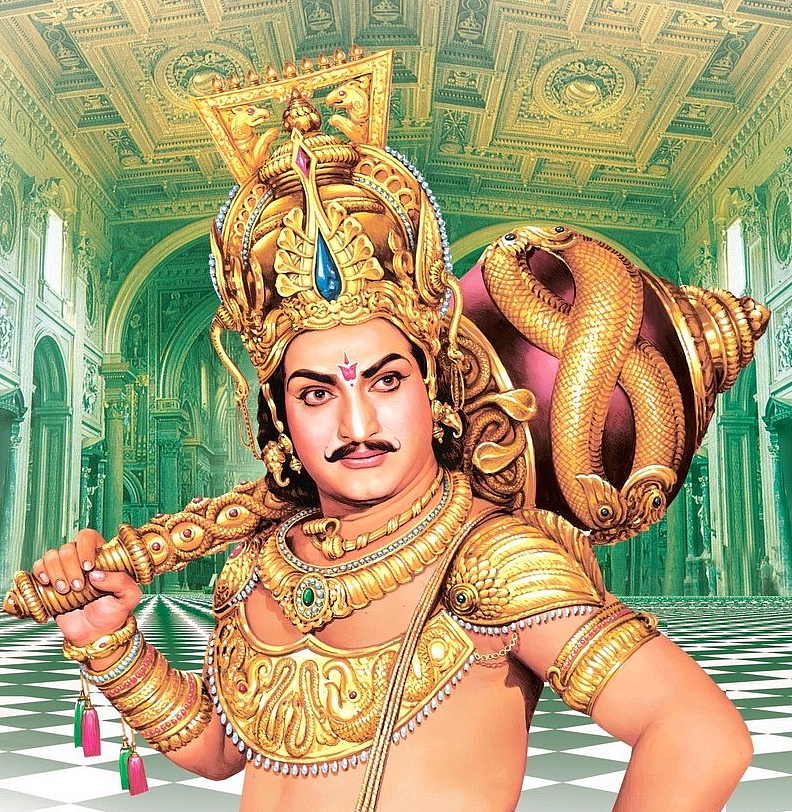 A movie poster of one of NTR’s mythological movies.