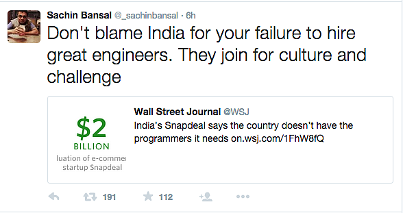 (Source: https://twitter.com/_sachinbansal)