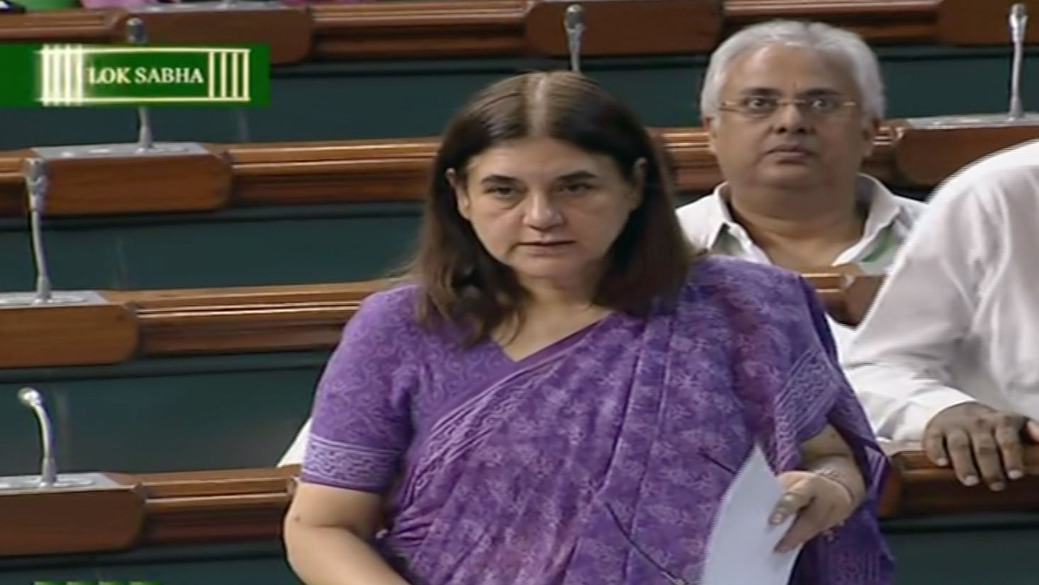 Women and Child Development Minister Maneka Gandhi speaks in Lok Sabha. (Photo: ANI screenshot)&nbsp;