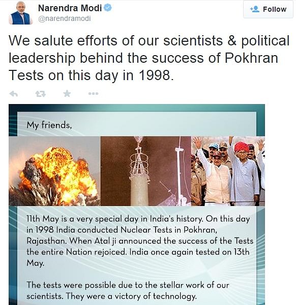 On National Technology Day, PM Modi lauded the scientists whose stellar work had made Pokhran-II a possibility.