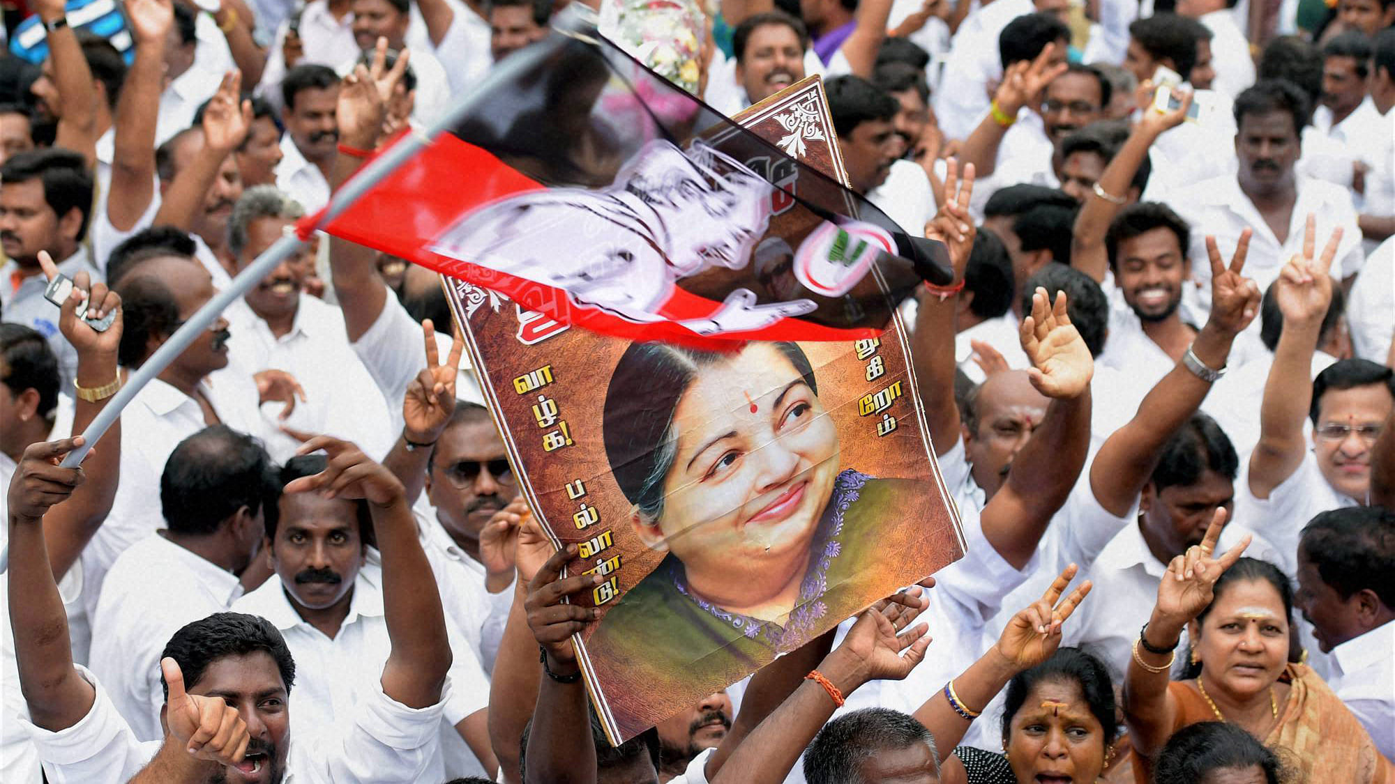 File photo of Jayalalithaa supporters celebrating her acquittal in 2015. (Photo: PTI)
