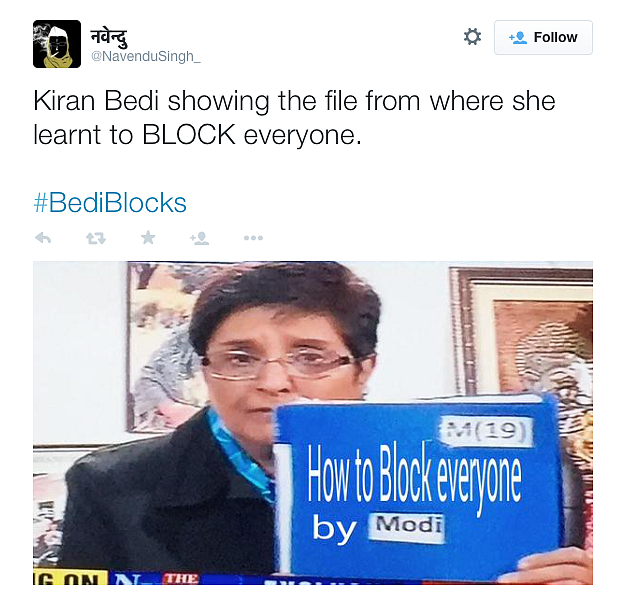 Oops! Kiran Bedi Did it Again. Tweeple Get #BediBlocks Trending