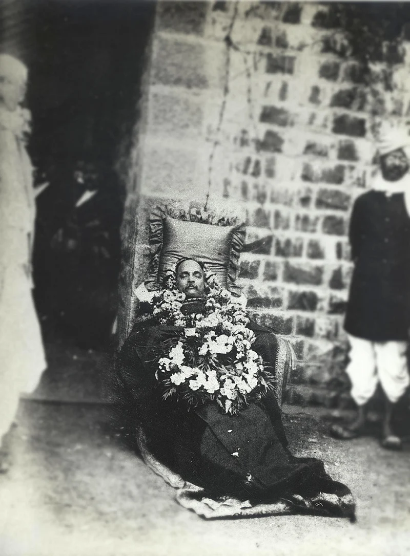 Rare photo: Gokhale’s body lying in repose after his death in Pune, 1915, at the young age of 48. (Courtesy: NMML)