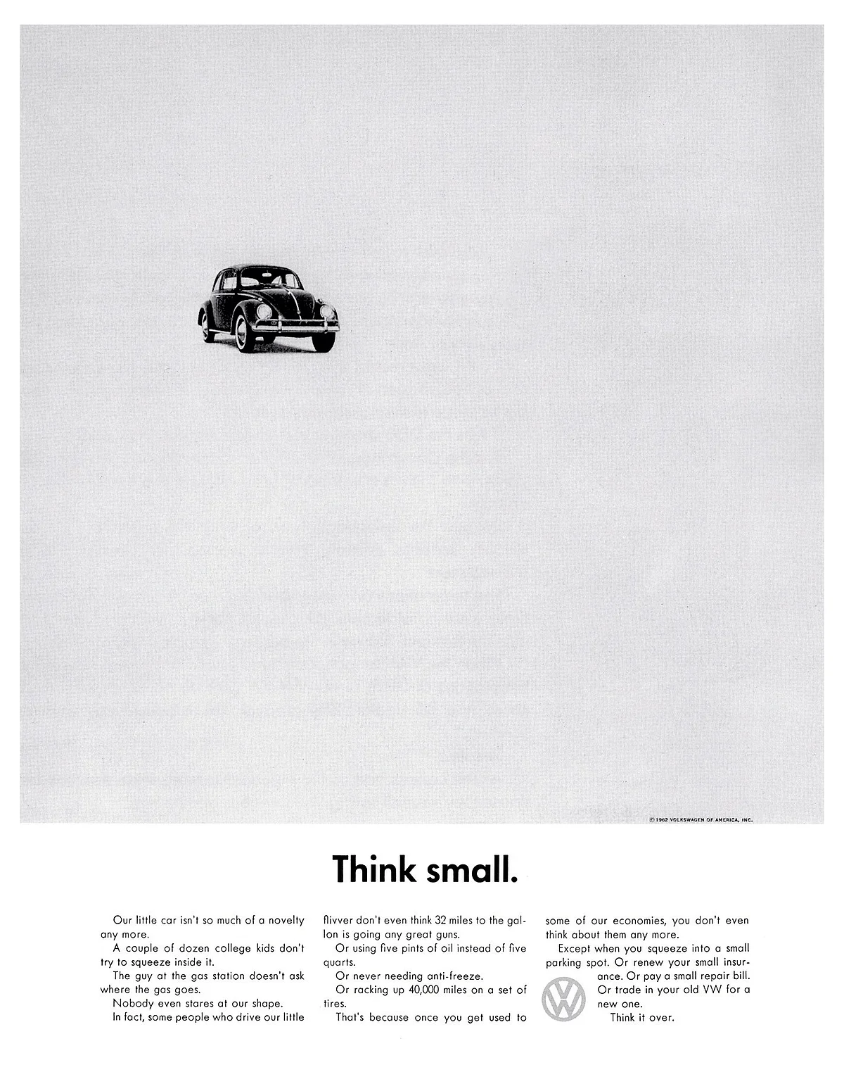 The Think Small campaign. (Photo: <a href="http://media.vw.com/">Volkswagen</a>)