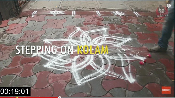 The tedious task of making a <i>kolam</i>!