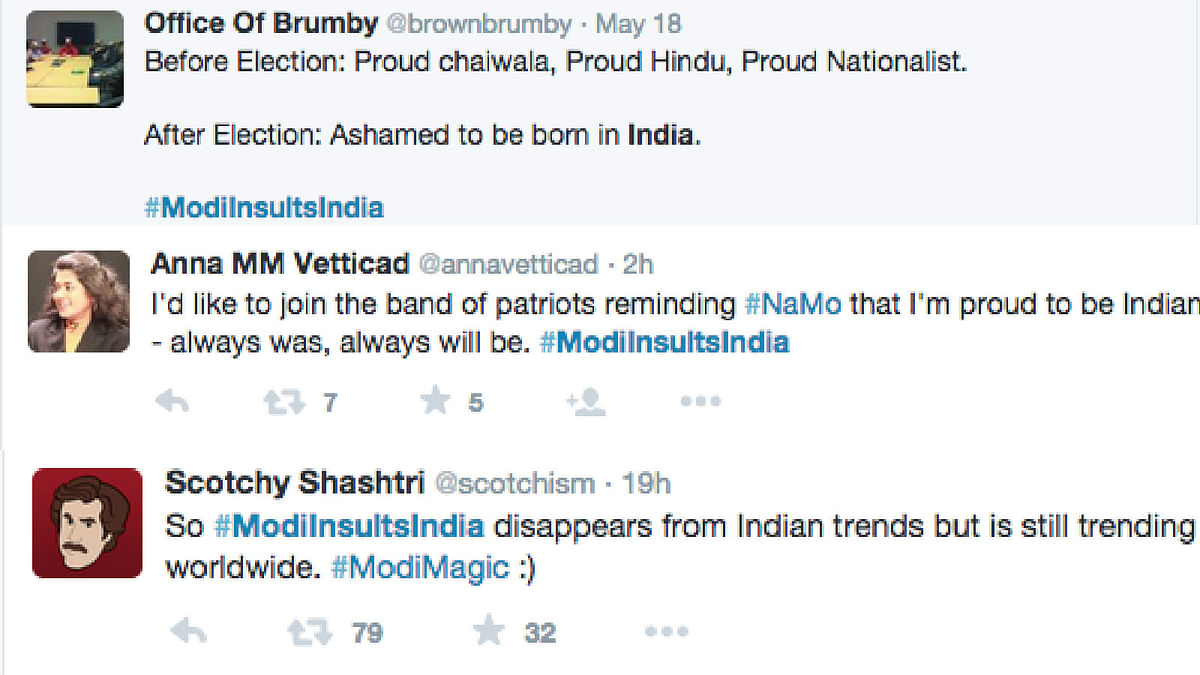 Congress is getting down and dirty with #ModiInsultsIndia as the first anti-Modi Twitter trend in the last one year. 