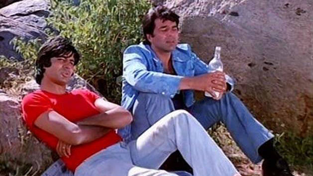 A screenshot from the movie Sholay. 