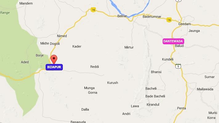 Two STF jawans and two naxals were killed in an encounter on Sunday morning. (Courtesy: Google maps)