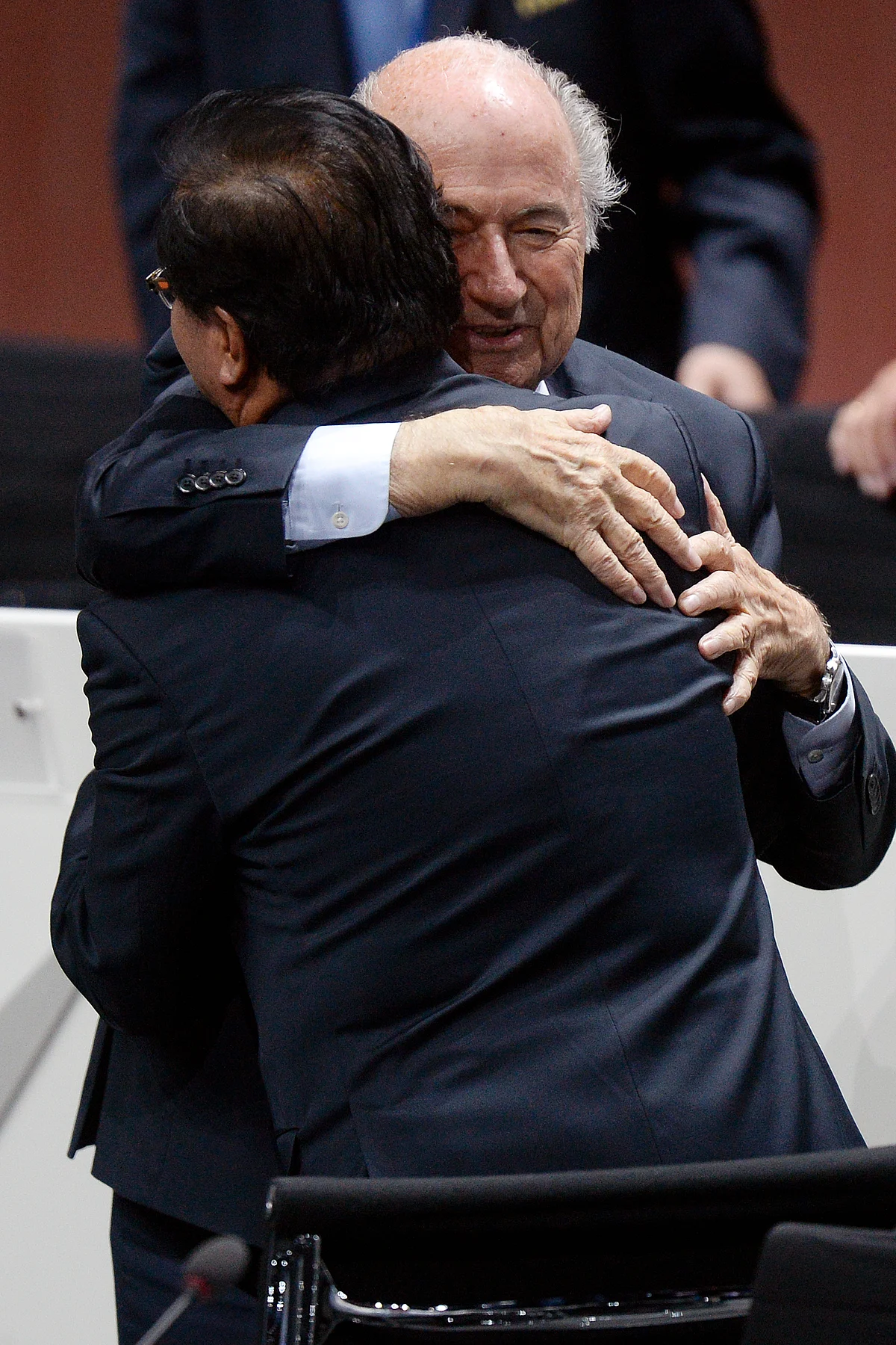 FIFA president Sepp Blatter is greeted after his re-election. (Photo: AP) 