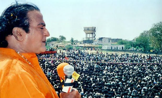 NT Rama Rao addressing a rally after the TDP was elected into power in Andhra Pradesh.