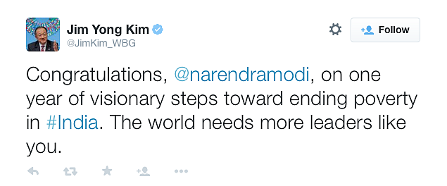 World Bank President Lauds “Visionary” PM Modi #NaMo365