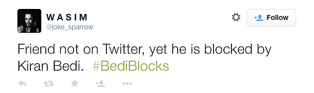 Oops! Kiran Bedi Did it Again. Tweeple Get #BediBlocks Trending