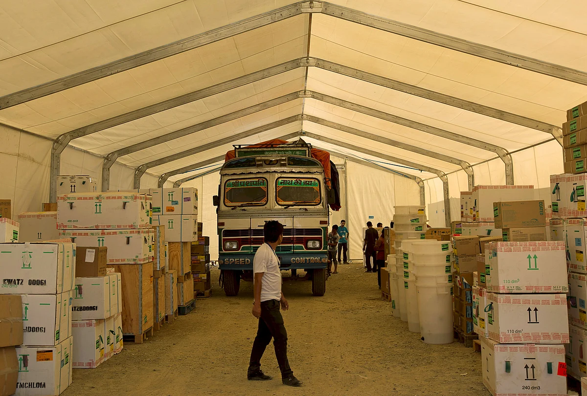 A truck full of relief material. (Photo: Reuters)