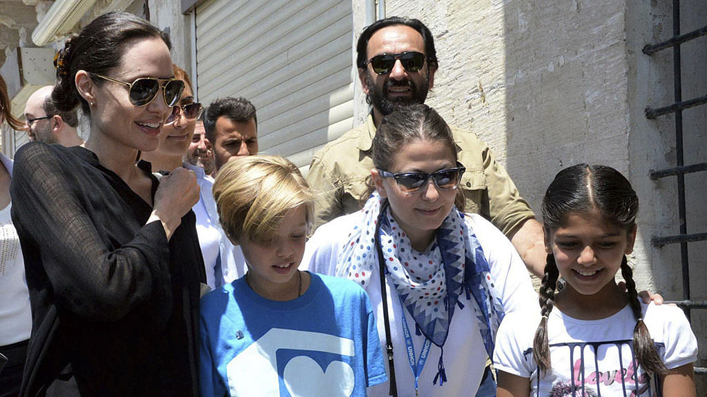 Angelina Jolie (left) and daughter Shiloh (second left) in Turkey (Photo: AP)