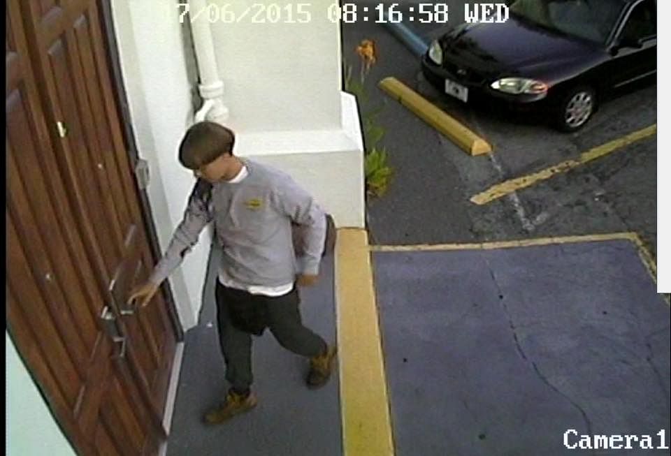 

CCTV image of the gunman entering the church.&nbsp;(Photo: <a href="https://www.facebook.com/CityCharleston?fref=photo">City of Charleston, SC Government</a> via Facebook)