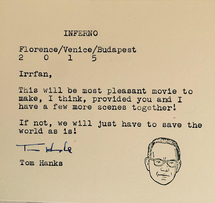 Irrfan Khan Gets a Personal Note from Tom Hanks
