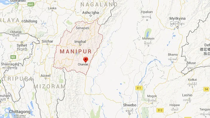 A screenshot of Chandel where the attack took place (Source: <a href="https://www.google.co.in/maps/place/Chandel,+Manipur/@24.2368356,94.0713346,10z/data=!3m1!4b1!4m2!3m1!1s0x37495d62a577f333:0xaa0f379de17ff5b8?hl=en">Google Maps</a>)