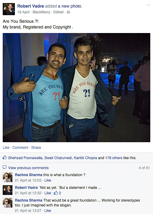 Is Robert Vadra creating an entirely different image of himself? Here is a rare peep into his Facebook feed.