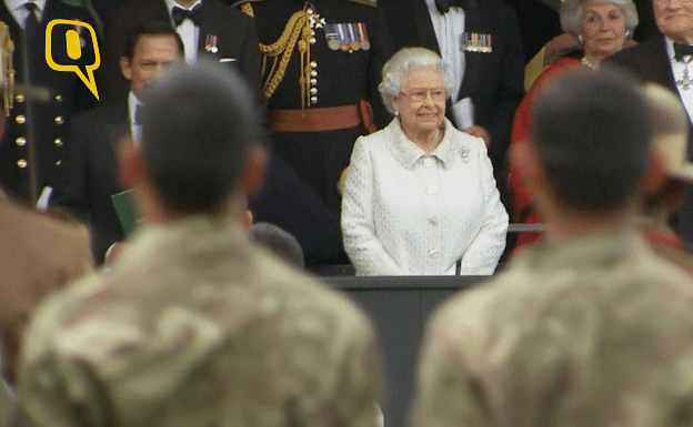 Queen Elizabeth at the London Pageant marking 200th year of Gurkha service to the British Crown. (Photo: AP screengrab)