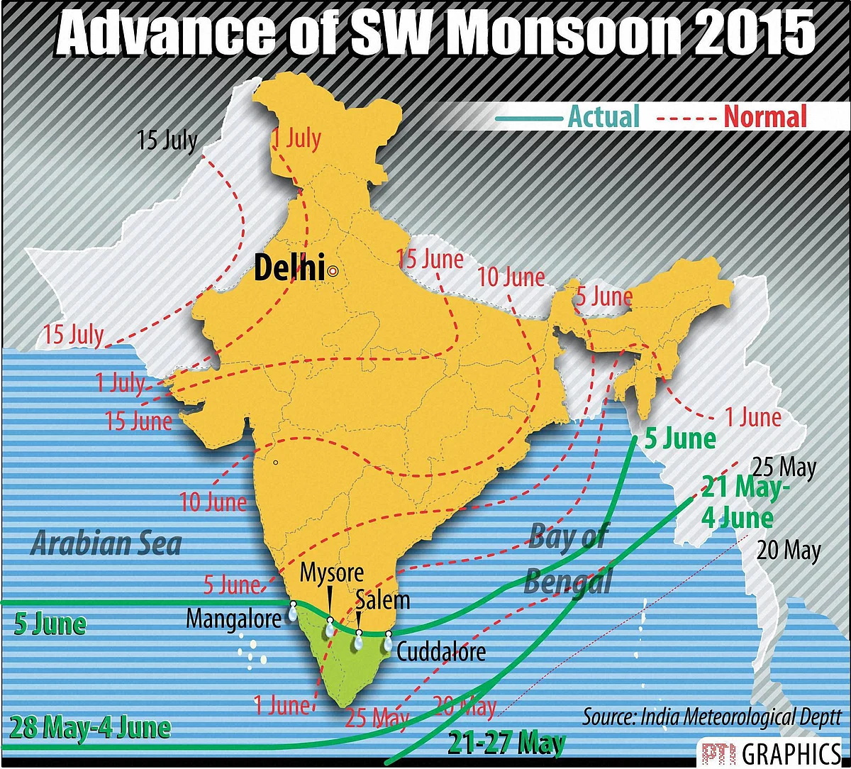 The monsoon rains will take a month to cover the whole of India. (Courtesy: PTI)