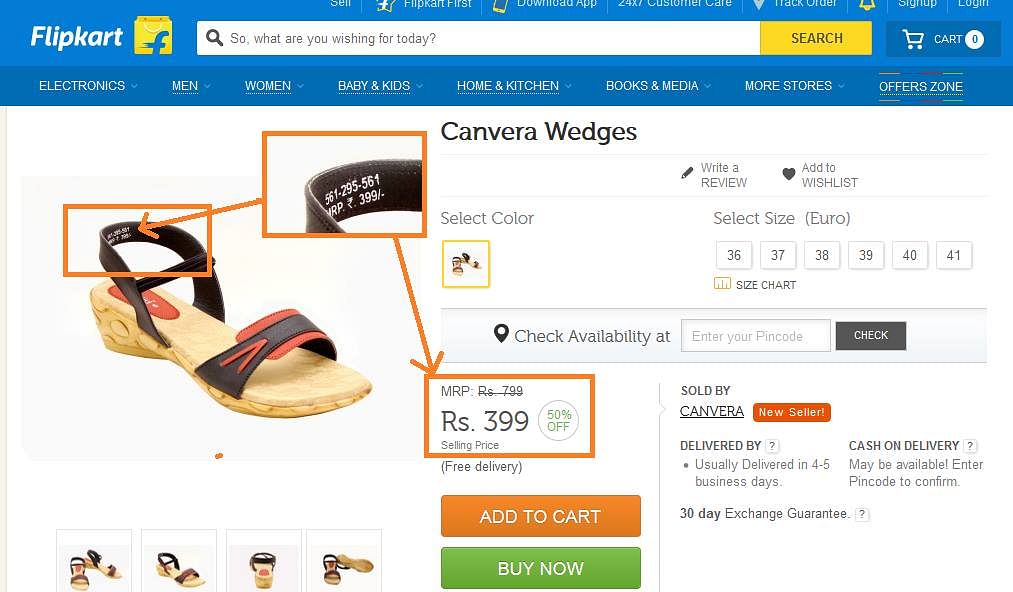 E-commerce giant in trouble after customer points out that MRP of a product was increased to offer discount.