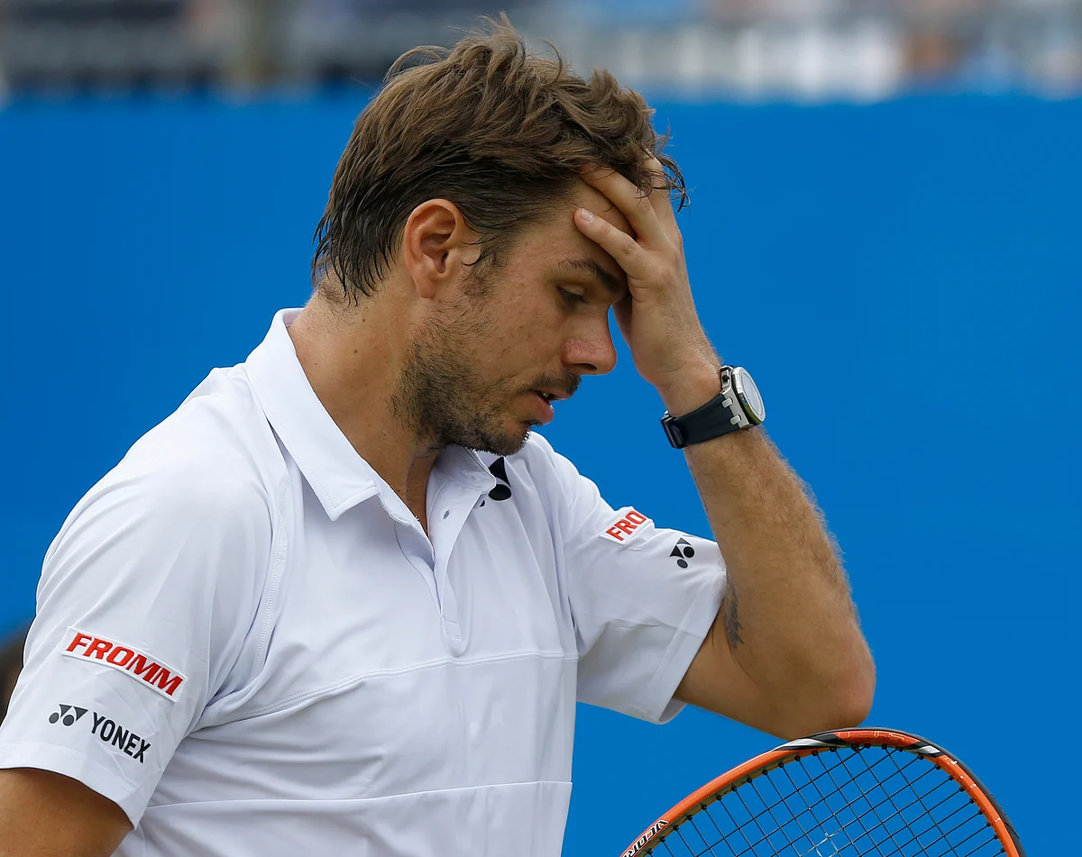 Stanislas Wawrinka reacts after missing a point in the second round match. (Photo: AP)