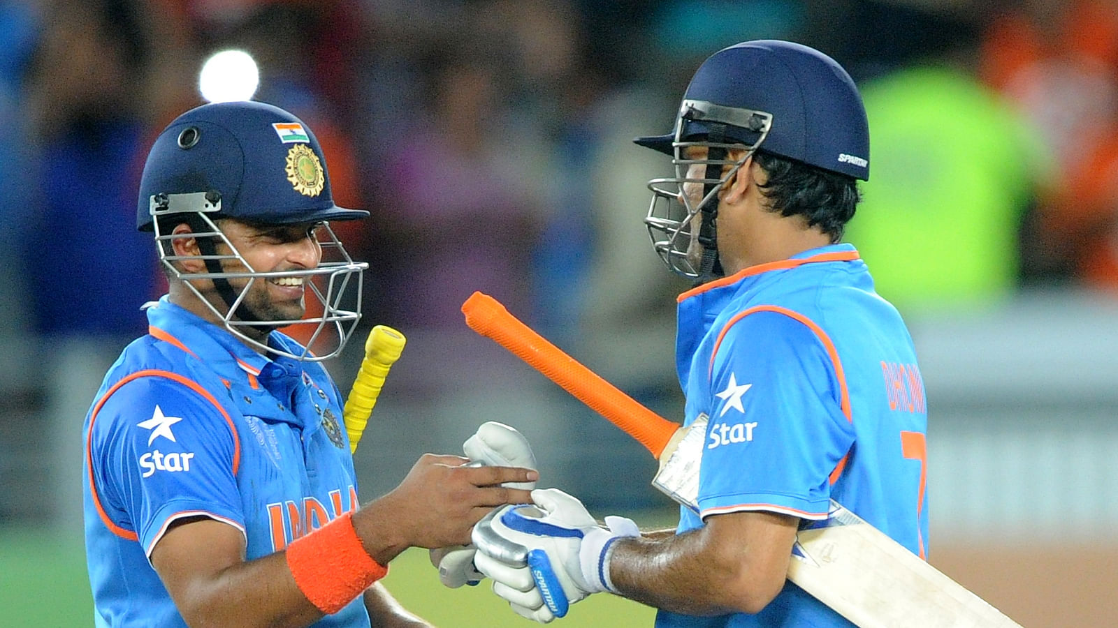 Suresh Raina and MS Dhoni at the crease in this file photo from the 2015 World Cup. (Photo: AP)