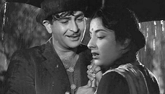 Raj Kapoor with Nargis. 