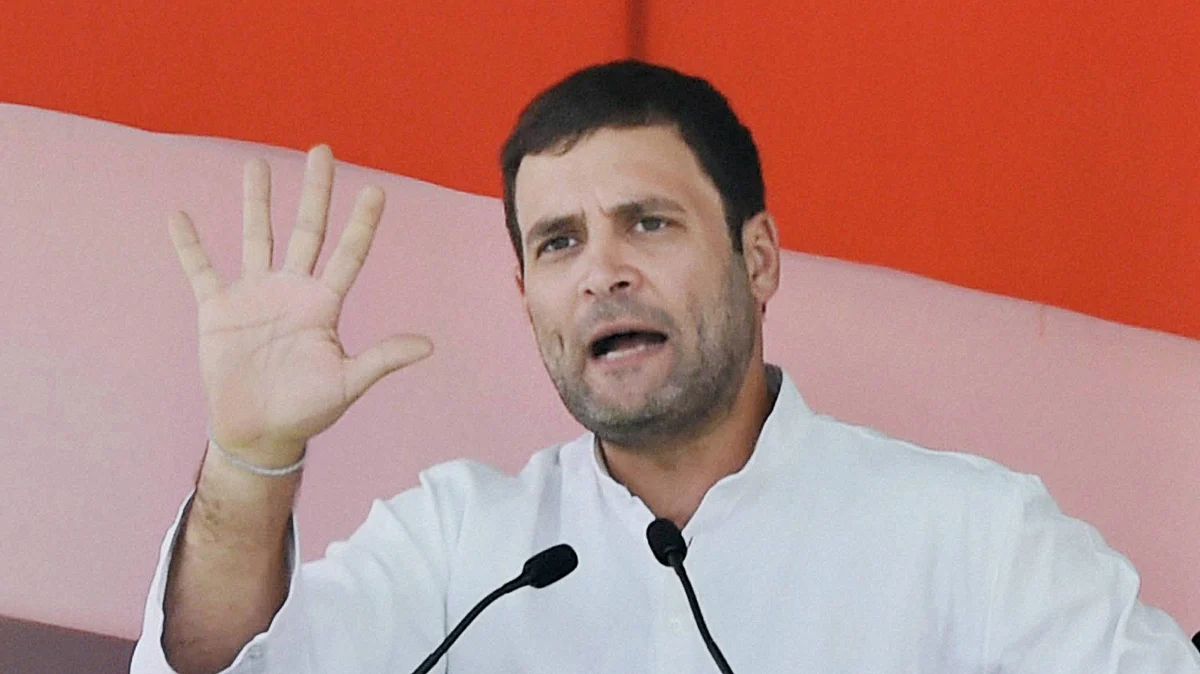 Congress Vice President Rahul Gandhi addressing a rally. 