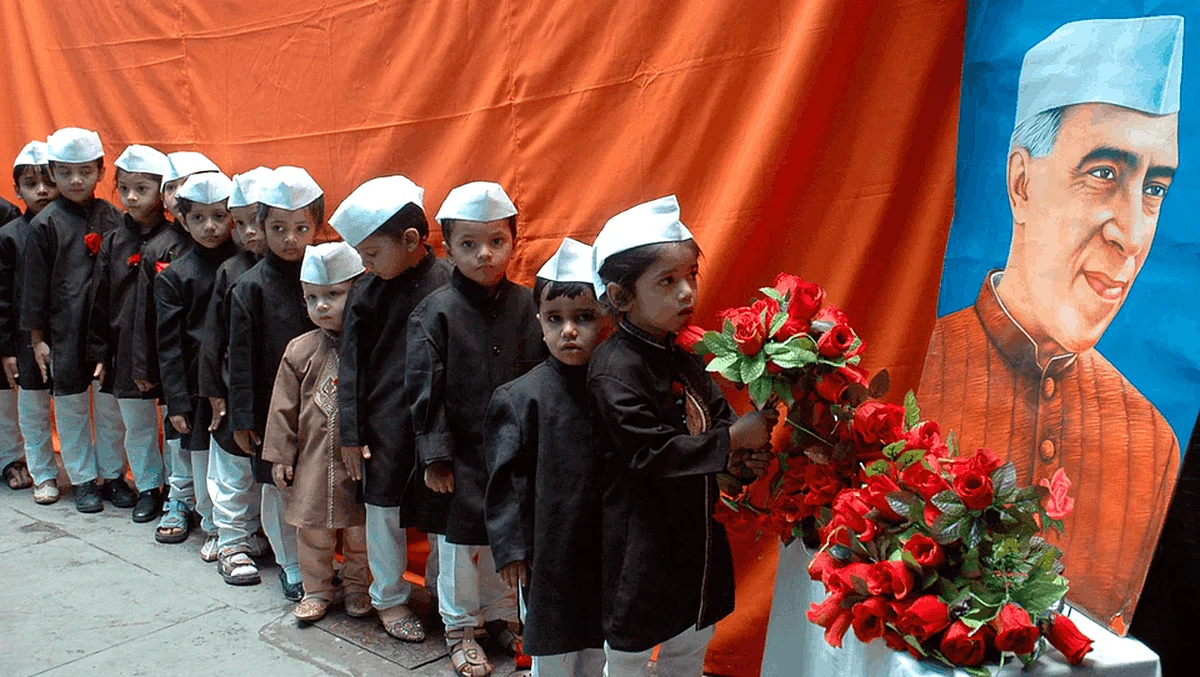 Children dressed as Jawaharlal Nehru on his birth anniversary November 14 celebrated across India as Children’s Day (Photo: Reuters)