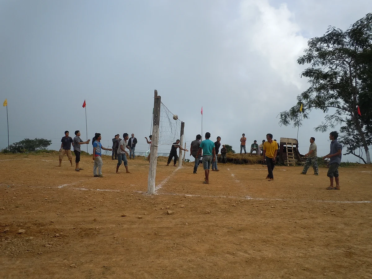 Boys playing volleyball in Paraolon. (Photo: Maitreyee Handique)