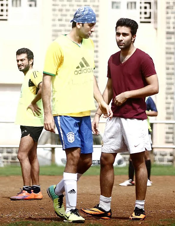 Ranbir Kapoor and cousin Armaan Jain on the field (Photo: Yogen Shah)