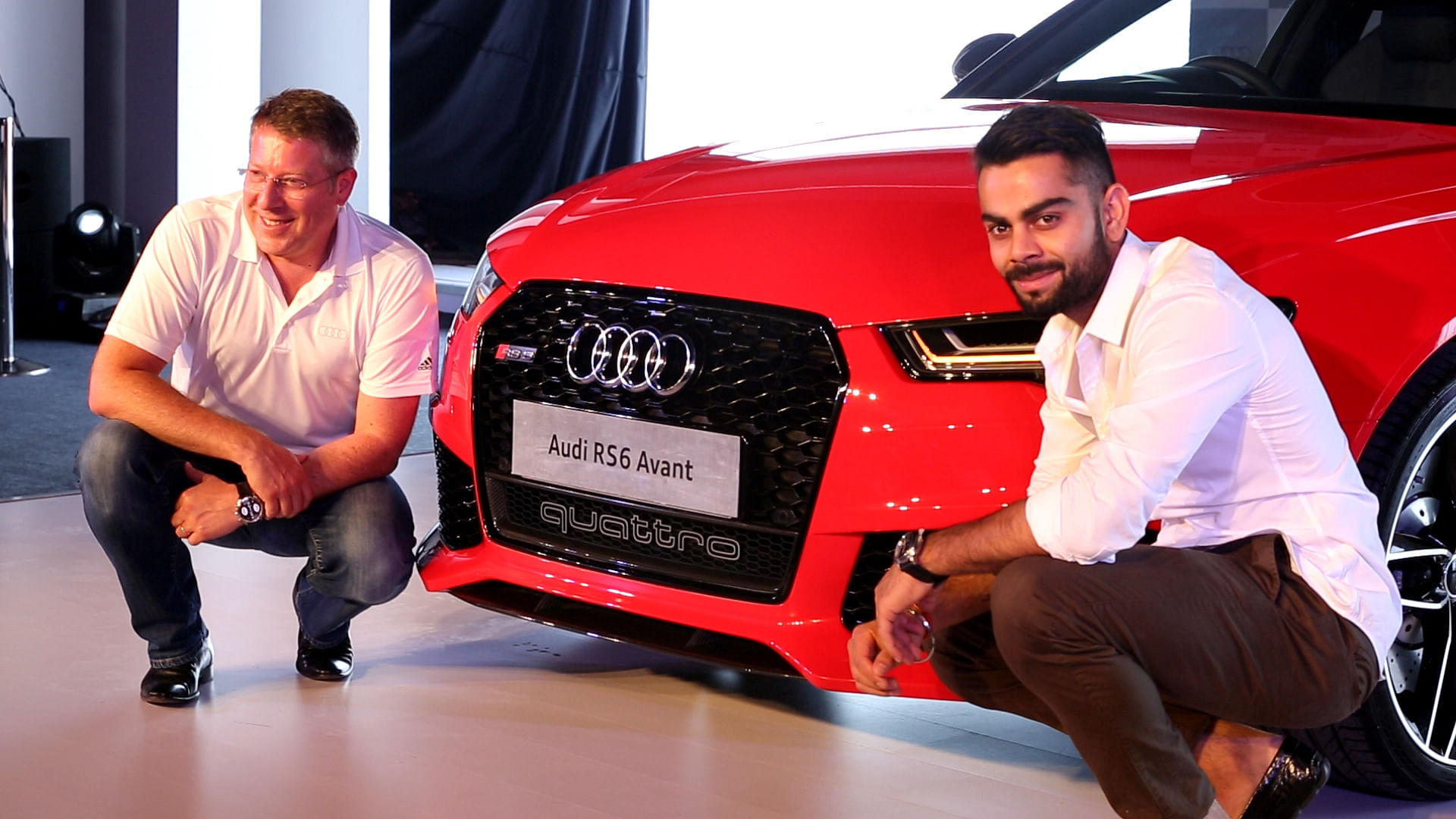 Joe King and Virat Kohli at the launch of Audi’s RS 6 Avant in India.&nbsp;