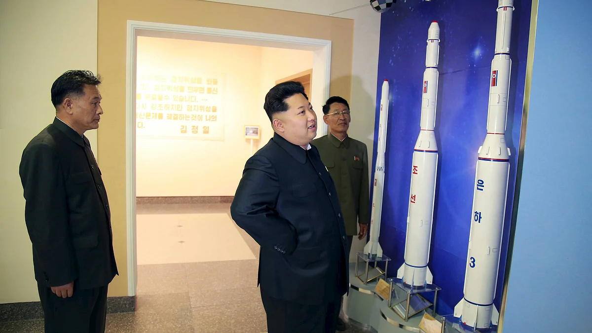 North Korean leader Kim Jong-un provides field guidance at the newly built National Space Development General Satellite Control and Command Centre in Pyongyang. (Photo: Reuters)