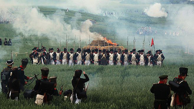 A reconstitution of the Battle of Waterloo. (Photo Courtesy: Wikimedia Commons)