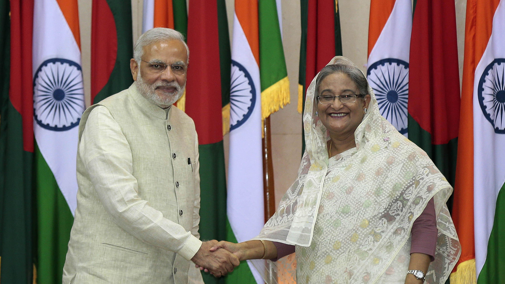 File photo of Prime Minister Narendra Modi and Bangladesh Prime Minister Sheikh Hasina during his  visit to Bangladesh. (Photo: AP)