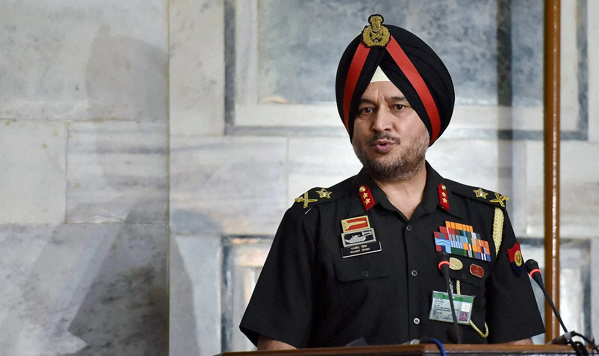 Additional Director General, Military Operations, Maj Gen. Ranbir Singh talking about the Military Operation along the Indo-Myanmar border. (Photo: PTI)
