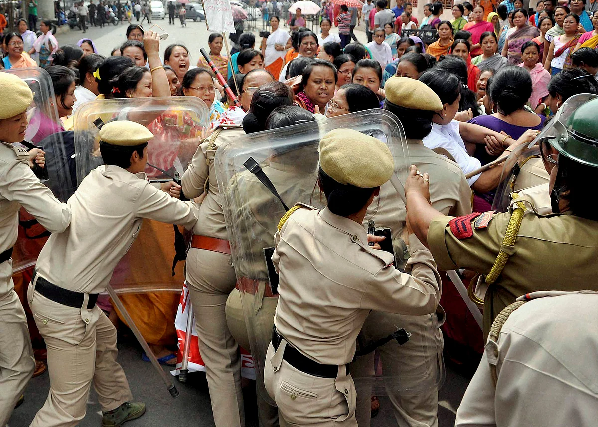 Agitated residents of Manipur want the Inner Line Permit to be reinstated. (Photo: PTI)