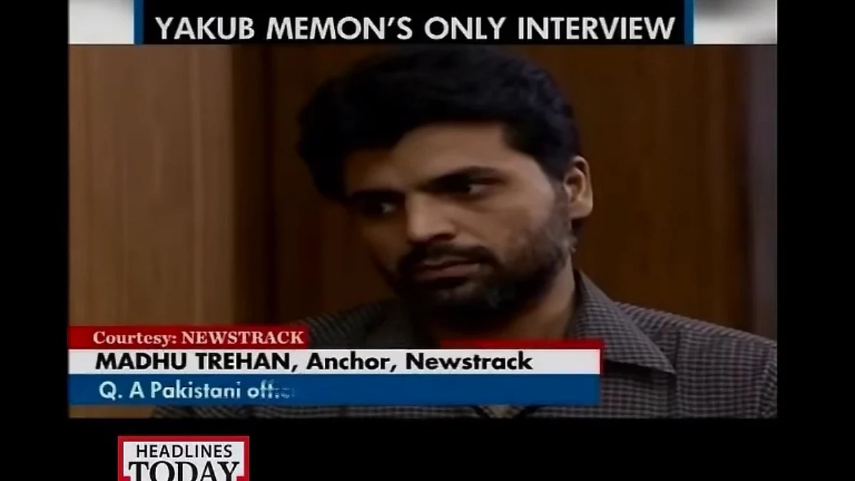 In his only video interview, Yakub Memon told Madhu Trehan that he came back to India just to prove that the Pakistan government, not the Memon family was behind the 1993 blasts. (Courtesy: Screengrab of Newstrack interview)
