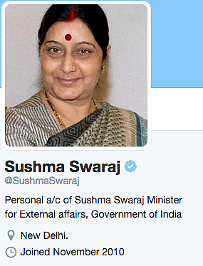 It’s ‘Personal’: Sushma Swaraj’s Twitter Account Bio Changes Again