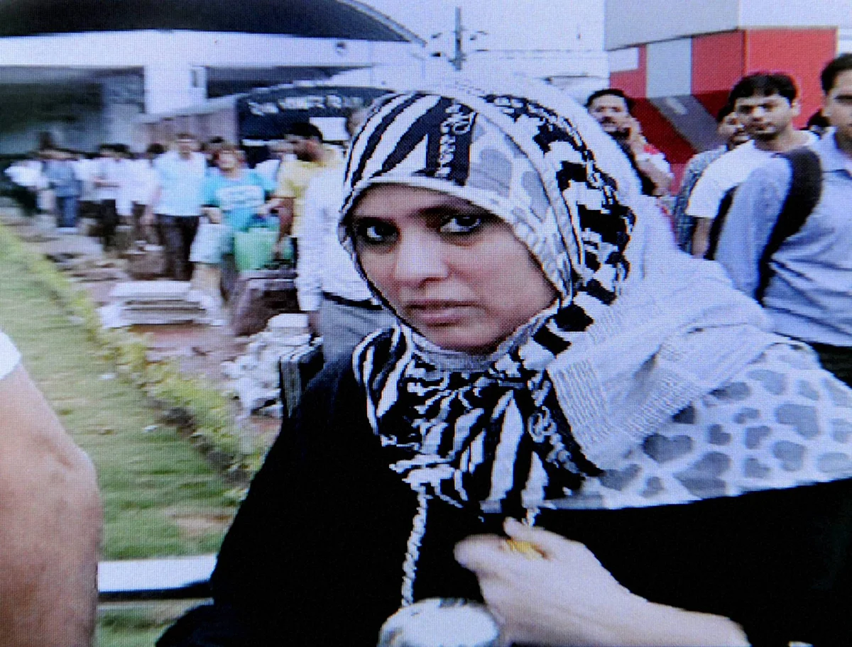 Raheen Memon, wife of Yakub, as she arrived in Nagpur to meet him. (Photo: PTI)