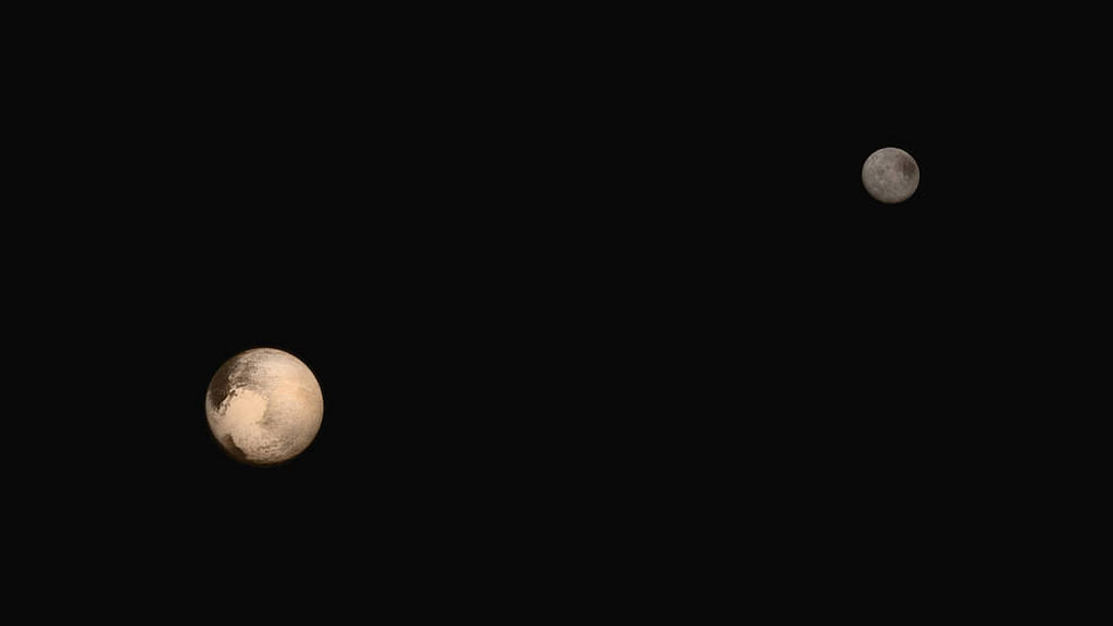 Latest image from New Horizon showing Pluto and it’s moon in each other’s perspective size and almost true colour. (Photo: <a href="http://www.nasa.gov/image-feature/portrait-of-pluto-and-charon">NASA</a>)