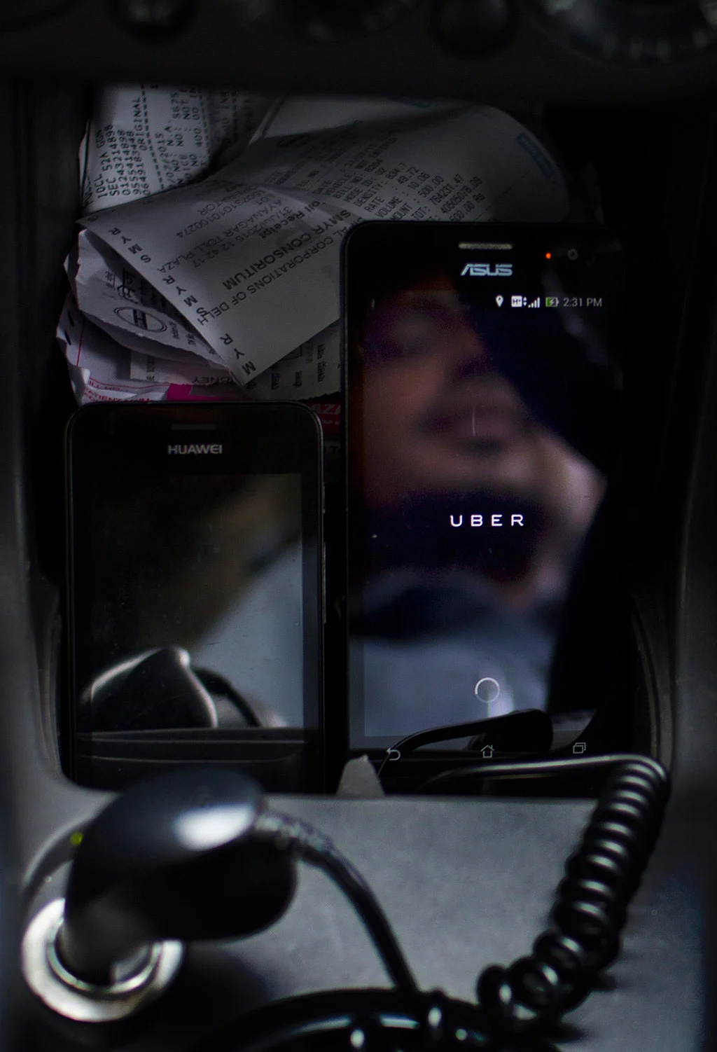 Cab driver’s Uber issued equipment. (Photo: AP)