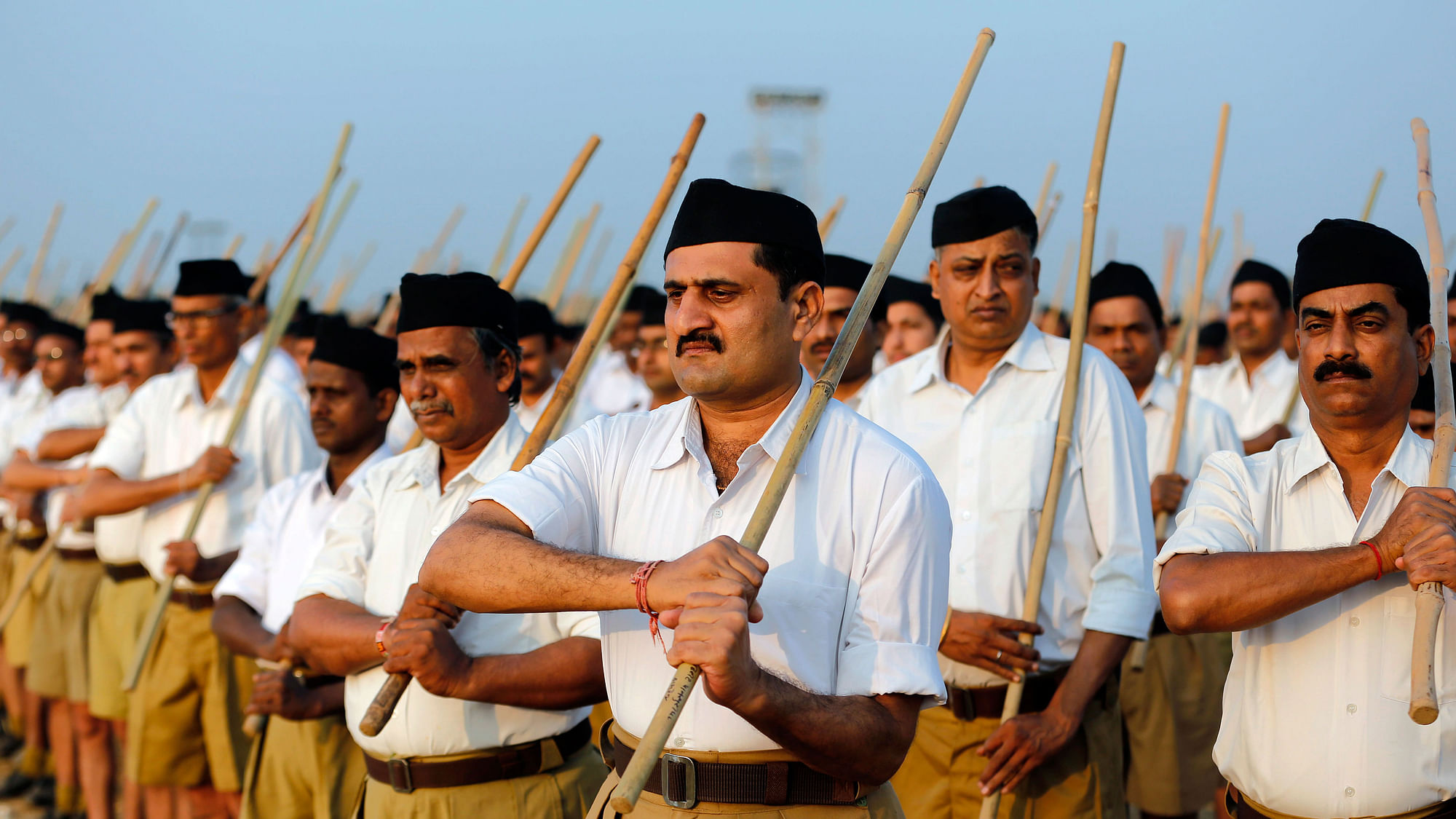 Volunteers of the Hindu nationalist organisation Rashtriya Swayamsevak Sangh (RSS) take part in a drill during their workers’ meet in Ahmedabad. Image used for representational purposes only.