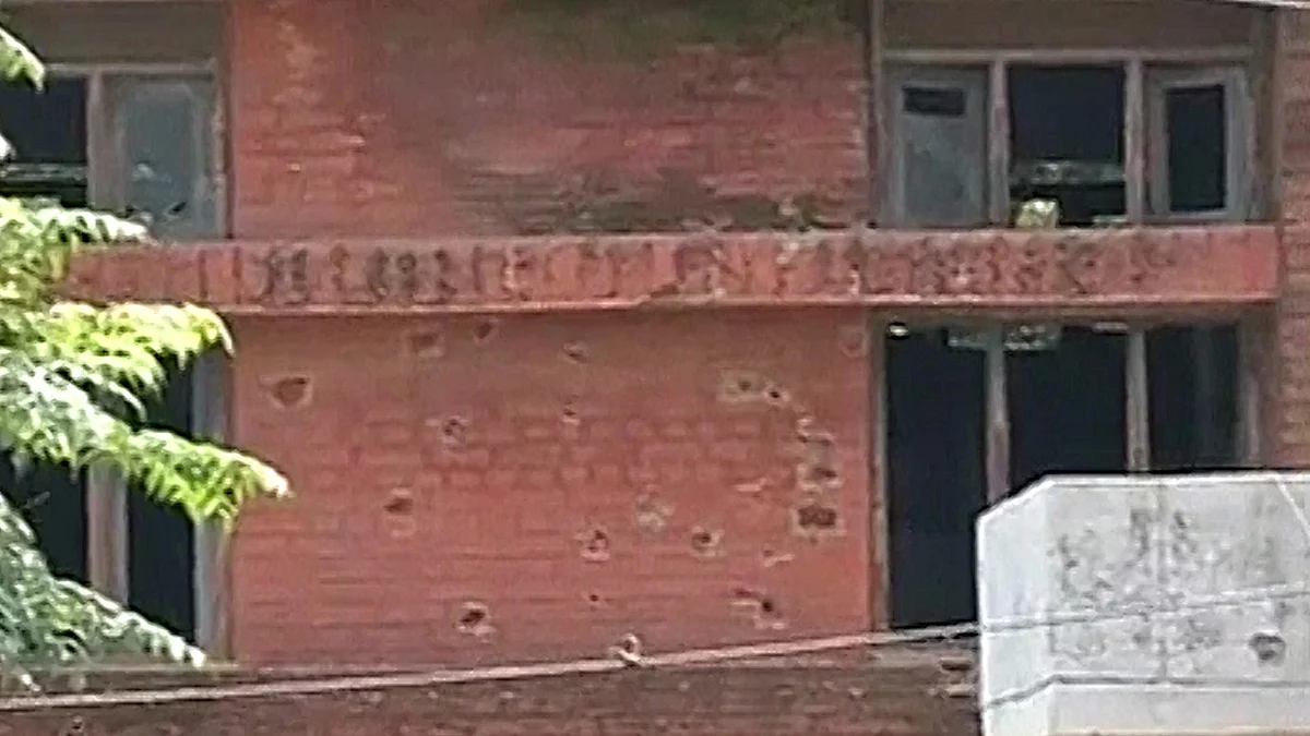 Bullet holes on the wall near the attack area. (Courtesy: ANI)