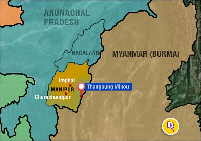 The deserted Thangbung Minou is a few kilomteres south of the border town of Moreh near the India-Myanmar border. (Map: Roshan Tamang)