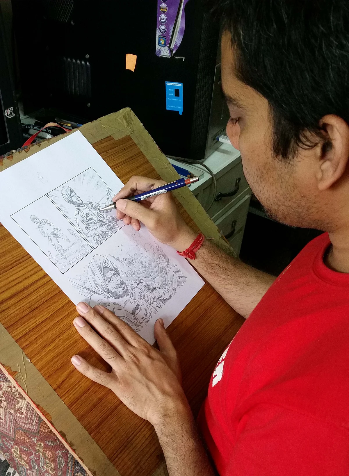 Rishi Kumar, working on his next comic on war hero Subedar Ajit Singh.