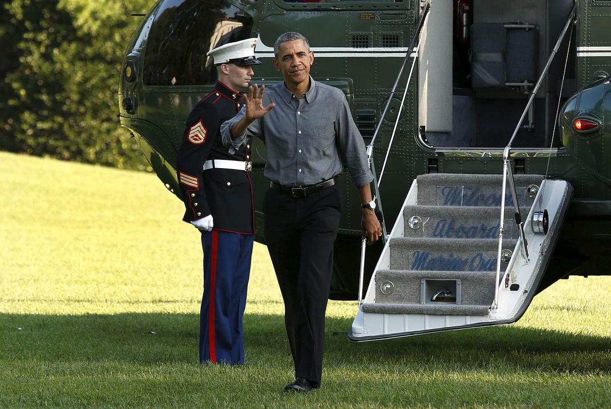 When Obama landed in New York’s Central Park with his daughters on the weekend.