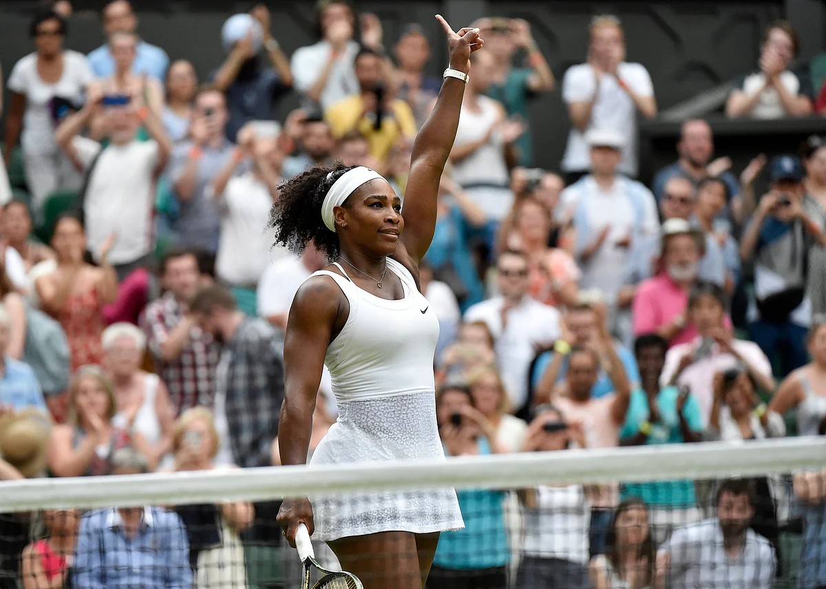 Serena Williams of the U.S.A. celebrates after winning her match against Timea Babos of Hungary at the Wimbledon Tennis Championships in London. (Photo: Reuters)