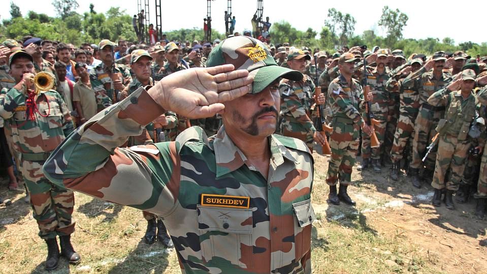Indian army soldiers pay tribute to their colleague Randeep Singh who was killed in  rebel attack in Manipur. (Photo: AP)